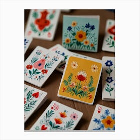 Floral Playing Cards Canvas Print