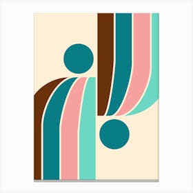 Arch Midcentury Modern Abstract Pattern Viiix In Teal Peach 01 Canvas Print