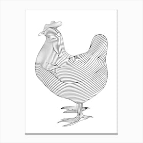 Rooster In Black And White animal lines art Canvas Print