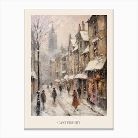 Vintage Winter Painting Poster Canterbury United Kingdom 2 Canvas Print