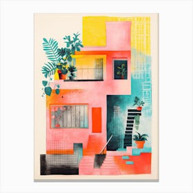 A House In Barcelona, Abstract Risograph Style 7 Canvas Print