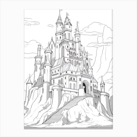 The Beast S Castle (Beauty And The Beast) Fantasy Inspired Line Art 2 Canvas Print