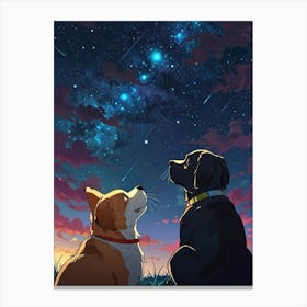 Two Dogs Looking At The Stars 8 Canvas Print