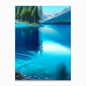 Crystal Clear Blue Lake Landscapes Waterscape Crayon 2 Canvas Print