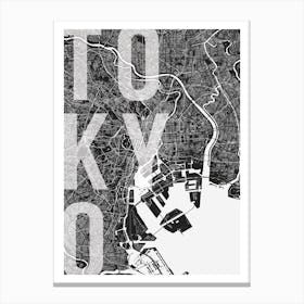 Tokyo Mono Street Map Text Overlay Canvas Print