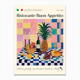 Ristorante Buon Appetito Trattoria Italian Poster Food Kitchen Canvas Print