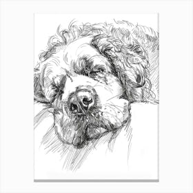 Sleeping Dog Line Sketch Canvas Print