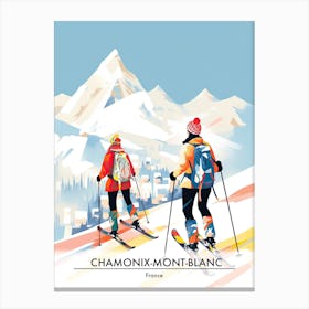Chamonix Mont Blanc   France, Ski Resort Poster Illustration 1 Canvas Print