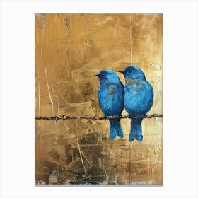 Blue Birds On A Wire 3 Canvas Print