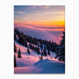 Bardonecchia, Italy Sunrise Skiing Poster Canvas Print