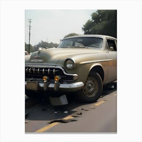 Old Car On The Road Canvas Print