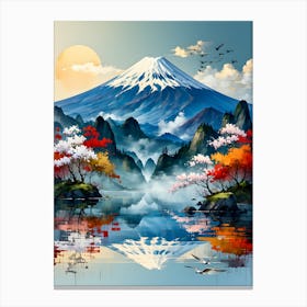 Mount Fuji Painting Japanese Landscape Poster Canvas Wall Room Decor Canvas Print