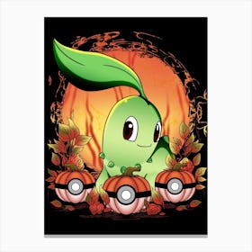 Chikorita Spooky Night - Pokemon Halloween Canvas Print