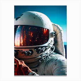 Astronaut with Reflective Helmet in Space Adventure Canvas Print