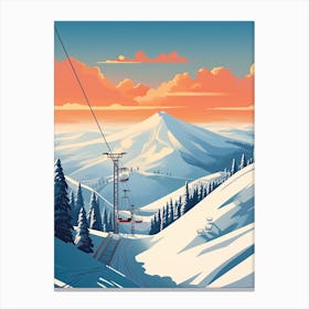 Heavenly Mountain   California Nevada, Usa, Ski Resort Illustration 3 Simple Style Canvas Print