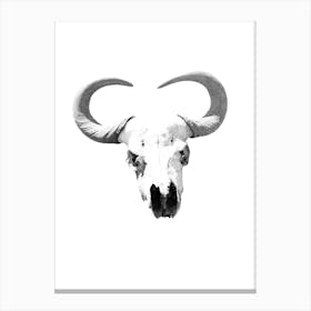 Buffalo Skull Western Wild West Black and White Minimalist Boho Art Print Canvas Print