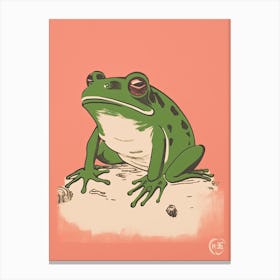 Frog Unimpressed, Matsumoto Hoji Inspired Japanese Green And Pink 2 Canvas Print