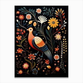 Folk Bird Illustration Partridge 3 Canvas Print