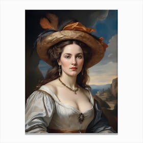 Elegant Classic Woman Portrait Painting (13) Canvas Print