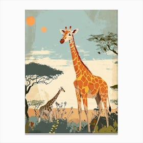 Modern Illustration Of Two Giraffes 6 Canvas Print