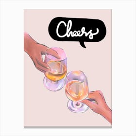 Cheers Wine Glass Dusty Pink Art Print Canvas Print