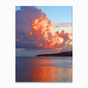 Sky Cloud Water Orange Peach Blue Naples Italy Italia Italian photo photography art travel Canvas Print