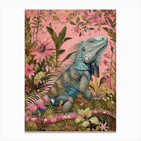 Floral Animal Painting Iguana 2 Canvas Print