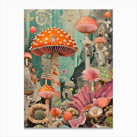 Kitsch Mushroom Collage Canvas Print