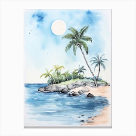 Watercolour Of Seven Mile Beach   Grand Cayman Cayman Islands 2 Canvas Print