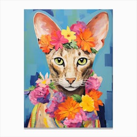 Peterbald Cat With A Flower Crown Painting Matisse Style 1 Canvas Print