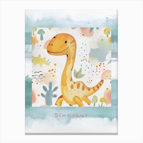 Muted Pastels Cute Dinosaur Poster Canvas Print
