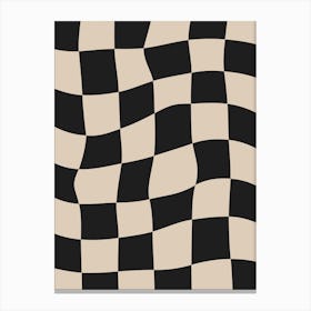 Checkerboard - Beige And Black Canvas Print
