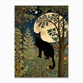 William Morris Black Cat In The Forest 14 Canvas Print