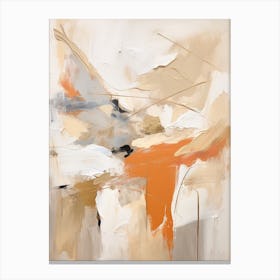 Neutral With Orange Autumn Abstract Painting Canvas Print