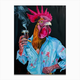Animal Party: Crumpled Cute Critters with Cocktails and Cigars Rooster 7 Canvas Print
