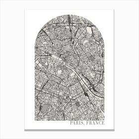 Paris France Boho Minimal Arch Street Map Canvas Print