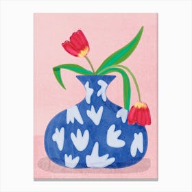 Tulips in vase Canvas Print