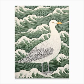 Ohara Koson Inspired Bird Painting Seagull 3 Canvas Print