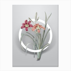 Vintage Orange Day Lily Minimalist Flower Geometric Circle on Soft Gray n.0452 Canvas Print