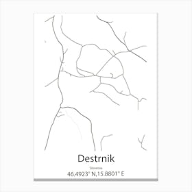 Destrnik,Slovenia Minimalist Map Canvas Print