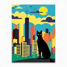 Sao Paulo, Brazil Skyline With A Cat 3 Canvas Print