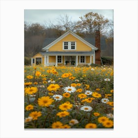 Yellow House In A Field Canvas Print