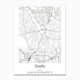 Godo,Japan Minimalist Map Canvas Print