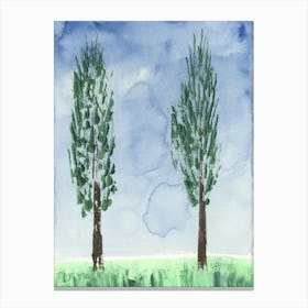 Poplars Against Blue Sky - hand painted landscape modern contemporary Canvas Print