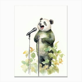 Panda Art Performing Stand Up Comedy Watercolour 2 Canvas Print