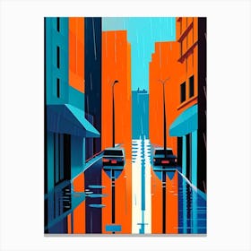 Rainy City Streets Waterscape Modern 1 Canvas Print