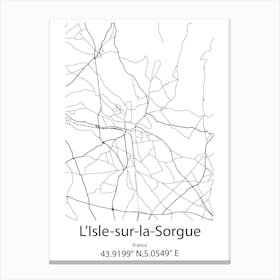 L Isle Sur La Sorgue,France Minimalist Map Canvas Print