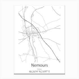 Nemours,France Minimalist Map Canvas Print