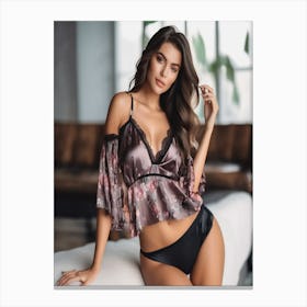 A Photo Of A Beautiful Model Wearing lingerie Canvas Print