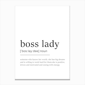 Boss Lady Definition Poster - Dictionary Canvas Print